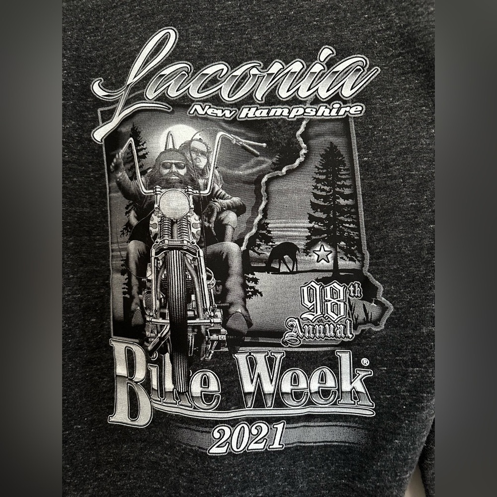 Laconia Bike Week Full Zip Hoodie Mens Sz:XXL. Bikercore Graphic American Flag.